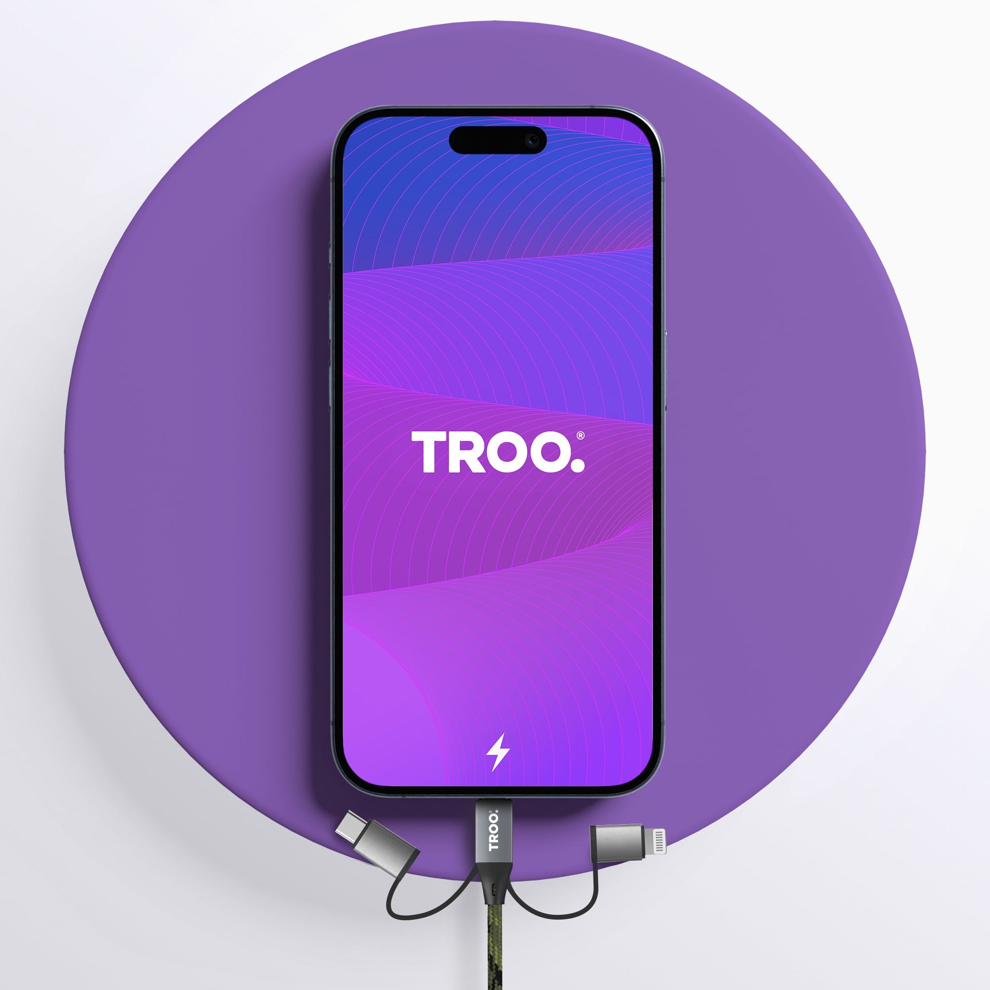 TROO Certified MFI 3-in-1 Fast Charge Braided Cable (Type-C-Micro-Lightning)