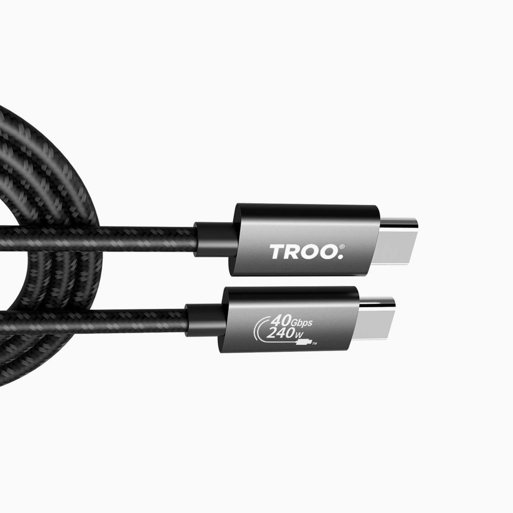 TROO Certified USB4.0 240W 8K ThunderBolt Fast Charge Type-C Braided Cable