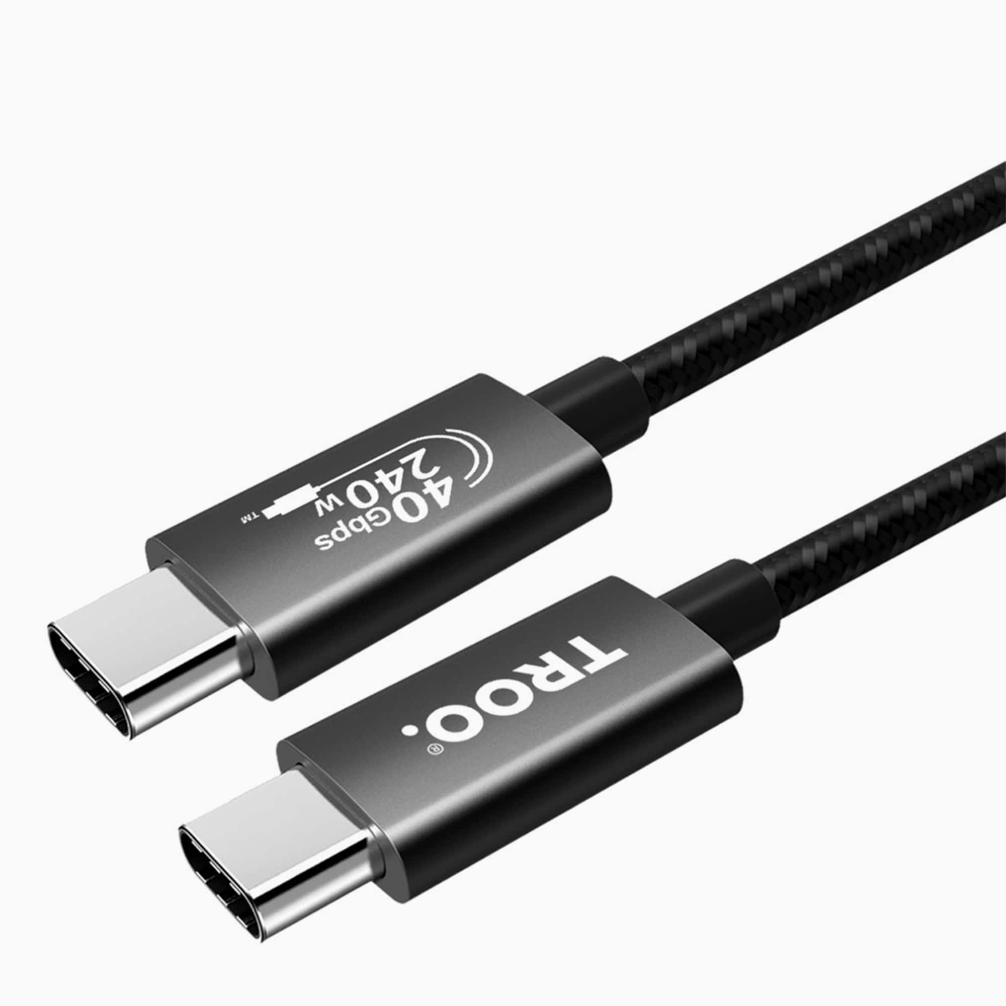 TROO Certified USB4.0 240W 8K ThunderBolt Fast Charge Type-C Braided Cable