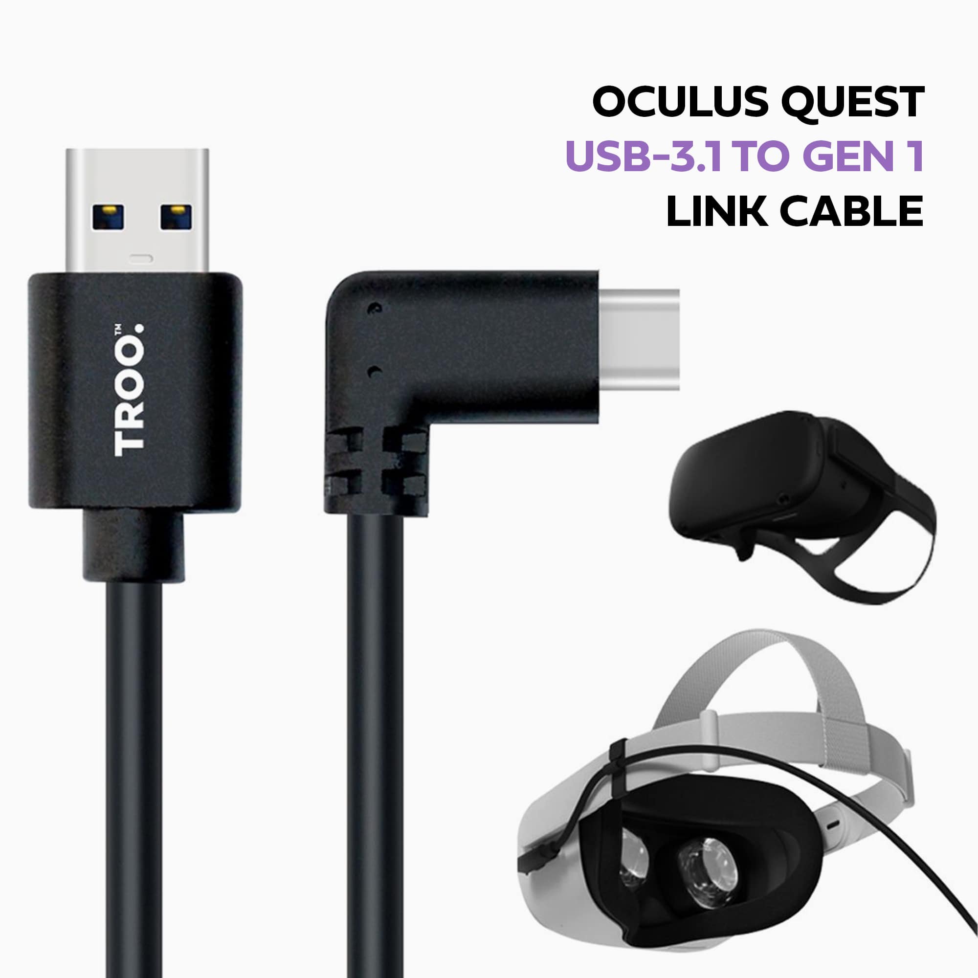 TROO Certified USB to Type-C Fast Charge Right Angle Cable