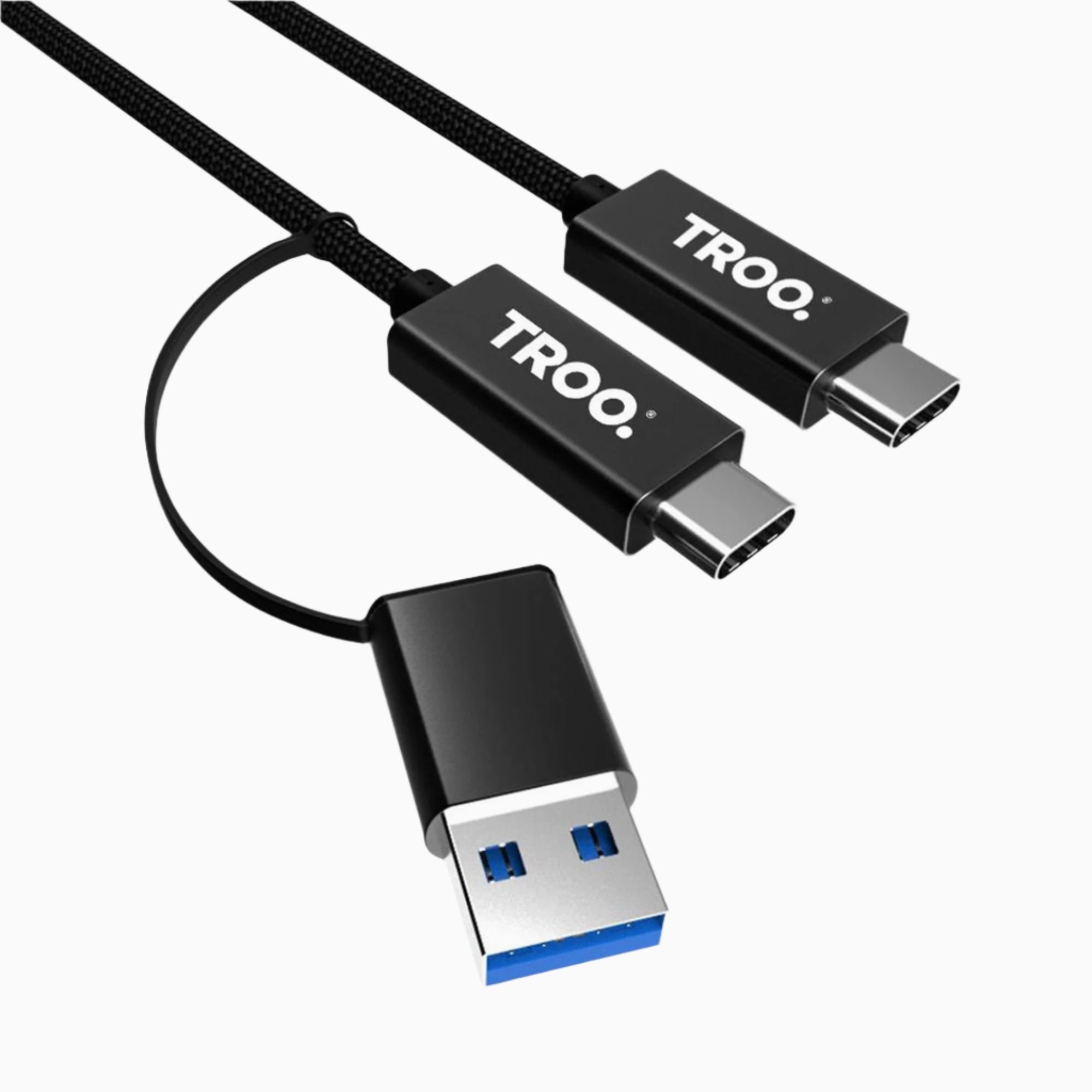 TROO Certified 60W Fast Charge 2IN1 Type C Cable With USB A Adapter