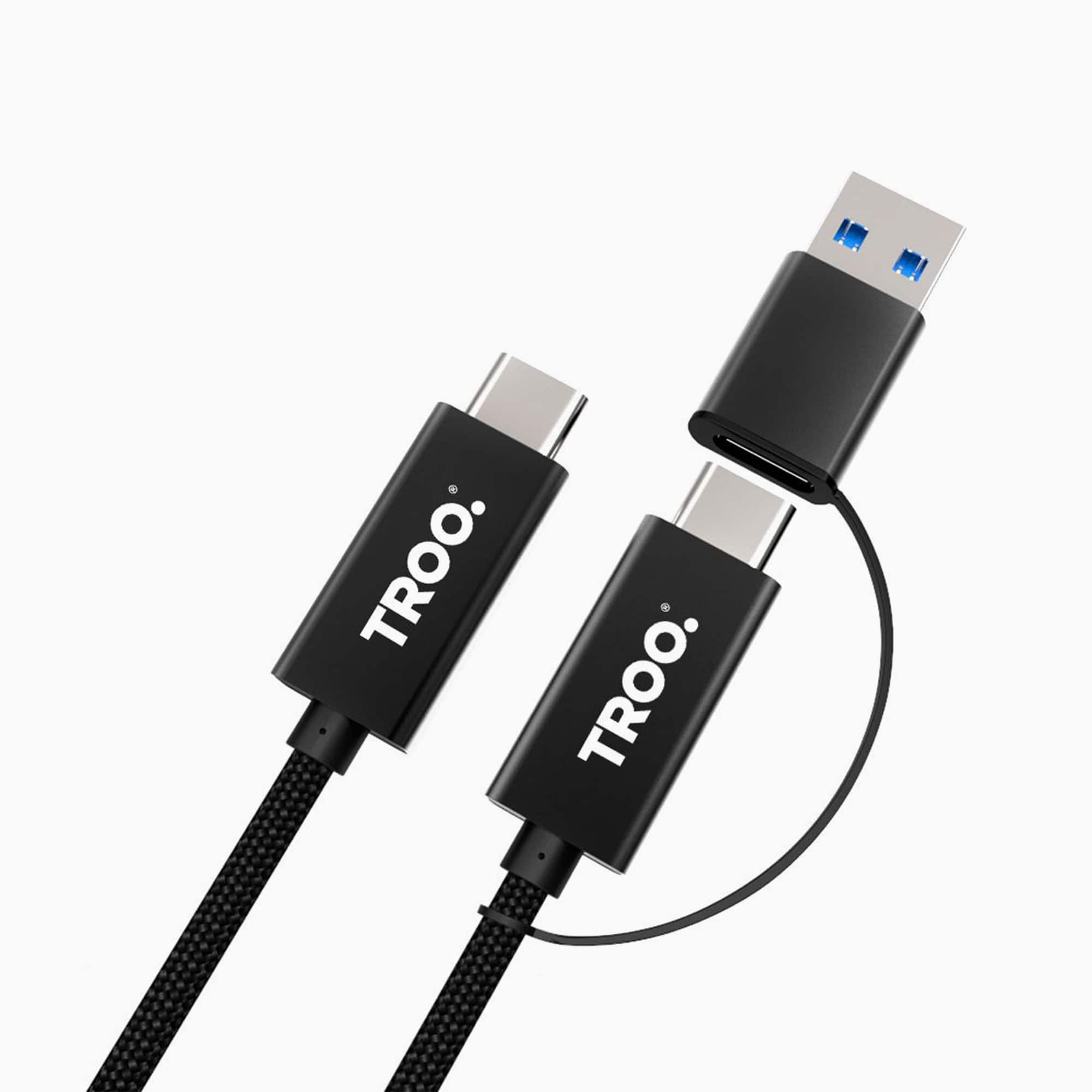 TROO Certified 60W Fast Charge 2IN1 Type C Cable With USB A Adapter