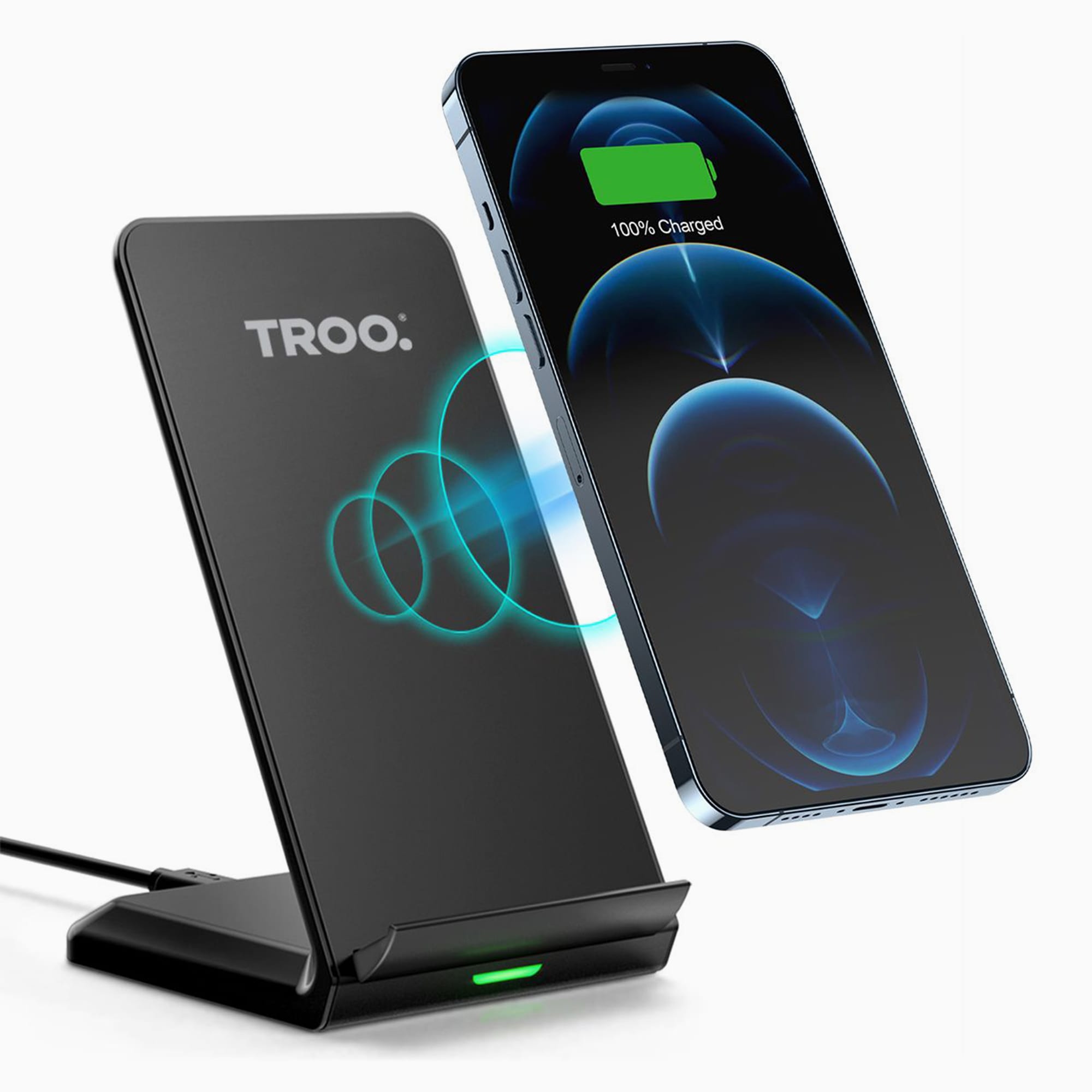 TROO Certified 15W Qi-Enabled Type-C Fast Wireless Desktop Charger Stand