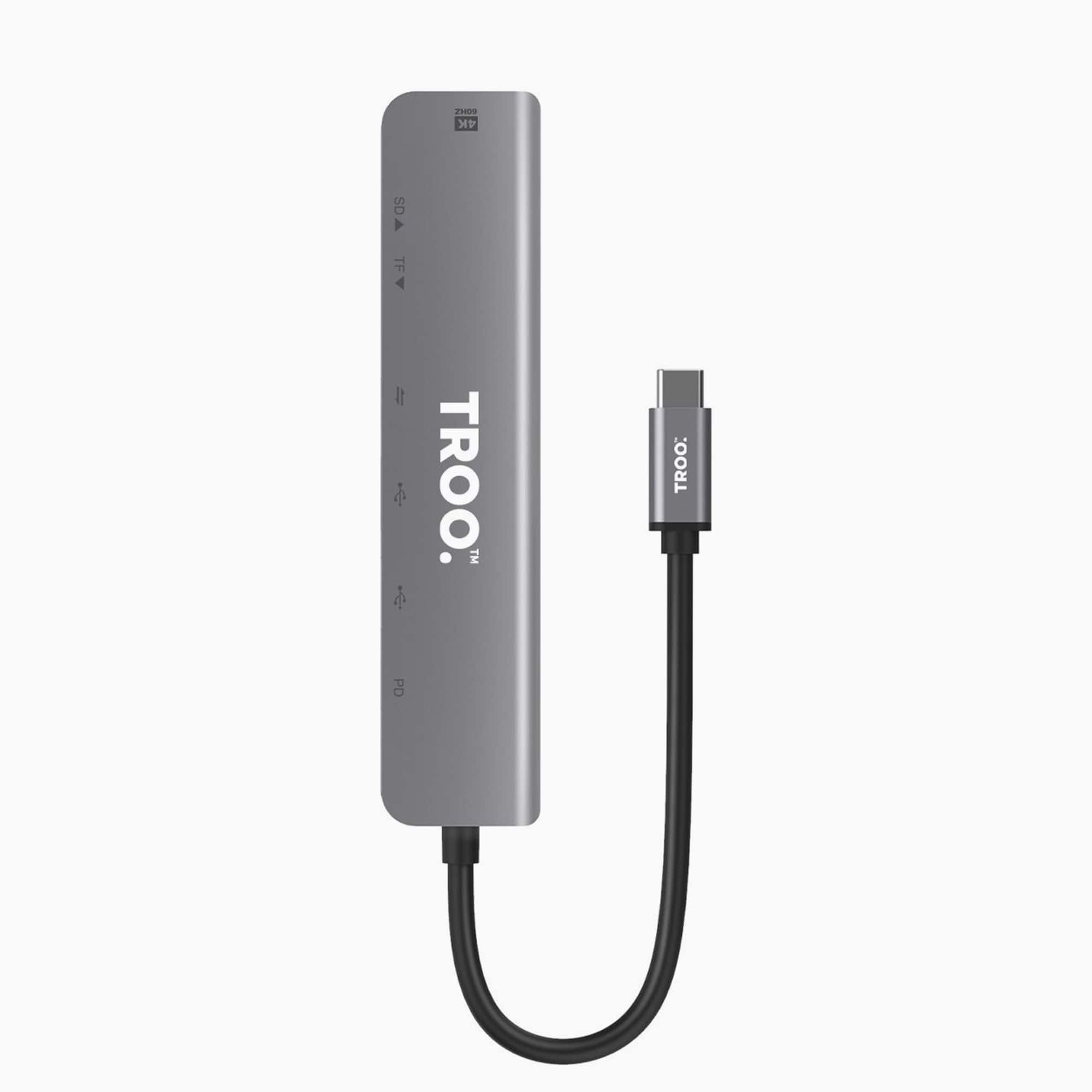 TROO Certified 87W Fast Charge Type-C TO UHD 4K HDMI 7-IN-1 Multiport Hub