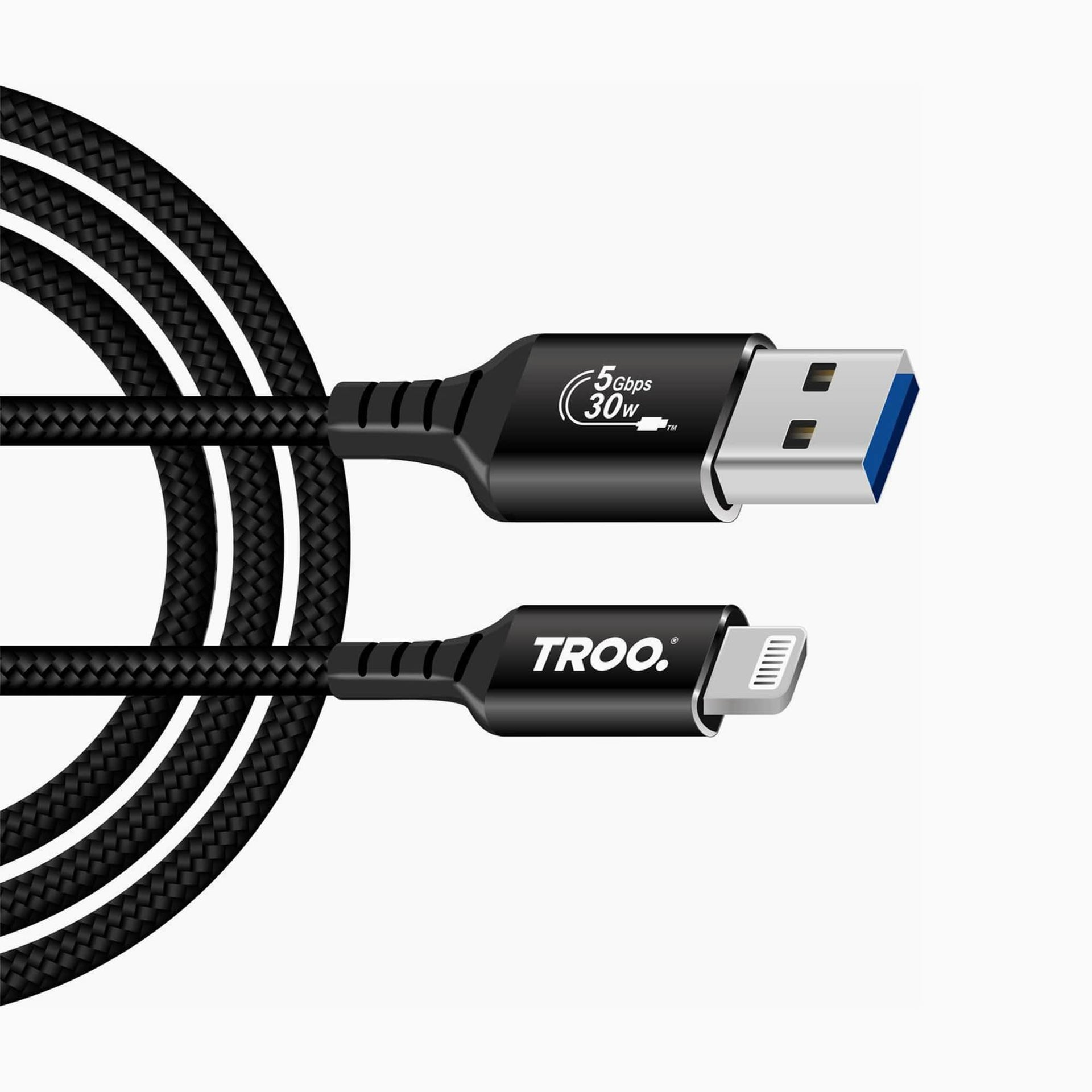TROO Certified Apple MFI Fast Charge 30W USB To Lightning Braided